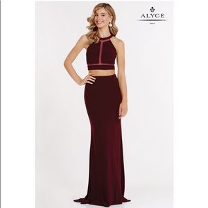 Alyce Paris Burgundy Prom Dress Two Piece